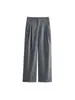 Comercio exterior transfronterizo al por mayor 2026 nuevo conjunto de moda europea y americana para mujer: top a rayas corto de cuello alto + pantalones de pierna ancha