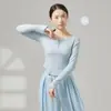 Roupa de Prática de Dança Moderna Decote V Slim Fit Roupa de Dança Valoriza a Figura Manga Longa Top de Dança