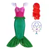 Vestido de sirena para niños, vestido de cosplay de Ariel, vestido de cola de pez