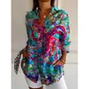 Nueva Camisa Larga para Mujer 2026, Camisa de Manga Larga de Verano Europea y Americana de Moda con Estampados, Camisa Estampada en 3D