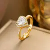 Anillo de Zirconia Micropavimentada Nuevo Transfronterizo Celebridad de Internet para Mujer, Anillo de Dedo Índice de Lujo Ligero de Moda de Gama Alta para Mujer con Apertura Ajustable