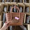 Nueva Cesta de Mimbre de Bambú y Ratán Negra de Cuero Estilo Chino con Bordado de Peluche Kt, Bolso de Mano, Hombro, para Verduras, Bolso Tote para Viajero