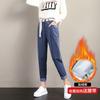 Pantalones de pana para mujer talla pequeña 2021 Primavera y Otoño Nuevos pantalones harén con forro polar chenilla Papá pana pantalones de rábano