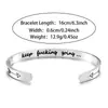 Continue fucking going Pulseira Pulseira de Aço Inoxidável Pulseira Criativa com Gravação Inspiradora em forma de C