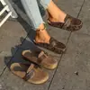 Chinelos retrô de camurça para uso externo com bico fechado 2026 verão comércio exterior sola grossa tamanho grande transfronteiriço estampa de leopardo chinelos meia preguiçosos para mulheres