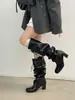 Nuevas botas de mujer de punta redonda hasta la mitad de la pantorrilla con diseño de correa media, botines de moda 2026, tacón grueso, tacón elegante, otoño e invierno