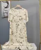 Novo Pijama de Algodão e Seda 2025 para Mulheres, Verão Fino Tamanho Grande, Vestido Longo de Algodão Artificial de Manga Curta para Usar por Cima