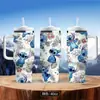 Stanley termo de 40 oz con asa para coche, taza de viaje con pajilla, vaso frío de hielo para coche, taza de agua de personaje kt cat