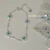 Pulsera de Flor de Turquesa de Plata de Ley S925 Ou Ni Han para Niñas Dulce Exquisita Simple Estilo Ins Diseño de Nicho Joyería de Mano