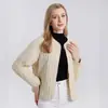 Huaye 100% Seda de Morera Relleno Cuello en V Cálido Resistente al Viento Algodón Holgado Casual Chaqueta Cárdigan Top Nuevo Estilo para Mujer