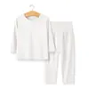 Roupas de Casa Pijama de Verão para Bebê Cintura Alta Proteção da Barriga Roupas de Ar Condicionado para Crianças Bebê Verão Cor Sólida Modal Macio