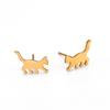 Brincos femininos de aço titânio com corte de comércio exterior, gatinho fofo, design de nicho, personalidade simples e versátil, brincos de aço inoxidável