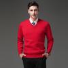 Suéter nuevo de otoño e invierno para hombre con cuello en V, suéter tipo jersey para hombre, juvenil, casual, combinable con todo, holgado, grueso, camiseta base para hombre