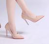 2025 Novo Estilo Outono Bico Fino Boca Rasa Salto Agulha Couro Brilhante Salto Alto para Uso Externo Elegante Versátil de Uma Perna Sapatos de Salto Alto