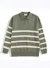Nuevo Suéter de Rayas con Solapa para Hombre, Suéter de Punto a Rayas de Colores con Cuello en V, Moderno y Cómodo, Diseño Casual Vintage