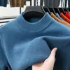 13 Cores Disponíveis 2025 Novo Inverno Lã Penteada Cor Sólida Masculina Gola Alta Meia Masculina Malha de Lã Malha de Lã