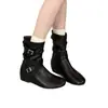 Cinto retrô, fivela de 5cm, botinhas de bico redondo, botas slim-fit 2026, botas da moda, estilo coreano, outono/inverno, com aumento interno de altura, elegante design novo