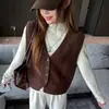 Chaleco de punto para otoño e invierno, abrigo suéter para mujer, un top elegante y versátil de estilo coreano que se puede usar como prenda exterior sin mangas