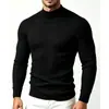 Suéter de Punto Rayado Suéter para Hombre Cuello Medio Alto Elástico Capa Base Estilo Europeo y Americano para Hombre Suéter de Punto de Color Sólido Suéter Delgado para Hombre
