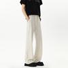 Pantalones de Seda de Hielo Casuales para Hombre de Verano Finos de Corte Limpio Estilo Pareja con Caída Sueltos Acampanados Plisados