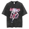 Camiseta de Verano para Hombre 2025 Lavada Camiseta Gráfica de Anime Naruto Camiseta de Manga Corta Harajuku Hip Hop Street