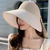 Sombrero de sol de color sólido para verano, sombrero de sol multifuncional para ciclismo, chal de doble uso, sombrero de copa vacía con lazo al por mayor