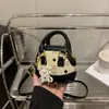 Bolsa Infantil Estilo Tweed Nova Bolsa de Mão com Desenho de Ursinho Menina Concha Bolsa de Ombro Pequena para Moedas Menina Bebê