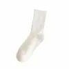 Calcetines de longitud media ins de celebridad de Internet de moda, calcetines finos de primavera y otoño para mujer, estilo japonés, calcetines de algodón blanco, cintura alta, elástico, calcetines deportivos negros