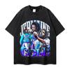 Comércio exterior Amazon algodão lavado antigo camiseta manga curta masculina verão rua Joker hip hop estampado jaqueta ins atacado