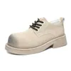 Sapatos de Trabalho Retrô Britânicos 2026 Novo Modelo Masculino Sapatos de Biqueira Larga Cano Baixo com Cadarço Sapatos de Solado Grosso Bico Redondo Sapatos Derby Vintage