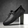 Zapatos casuales de cuero para hombre, con suela blanda y cordones, para conducir al aire libre, 2024