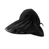Verão Dupla Camada Fisherman Hat Mulheres Empty Top Sunscreen Hat Black Glue Revestido ao ar livre Proteção UV Chapéu de sol dobrável Sunshade Hat