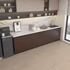 Combinación de barra de té y aparador de lujo ligero, adecuada para uso en el hogar, la oficina o la empresa, con un diseño de montaje en pared y una encimera de mármol para lavar y cortar