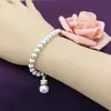 Pulseira de Contas de Transferência em Prata Esterlina Pulseira Feminina de Prata Esterlina 990 Estilo Coreano Saco da Sorte Contas Lisas Fosqueadas para Namorada