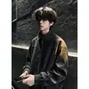 Chaqueta de cuero para motocicleta transfronteriza para hombre, estilo corto otoño-primavera, chaqueta aviador de ajuste limpio para parejas, chaqueta de béisbol de marca de moda