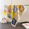 Elegante Pañuelo Cuadrado de Imitación Seda con Estampado Ecuestre Chal Versátil Bufanda de Cuello de Gama Alta Pañuelo para la Cabeza Pañuelo de Seda Bufanda para Mujer