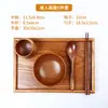 Cuenco de Madera de Azufaifo Japonés Niños Hogar Bebé Retro Madera Maciza Pequeño Bol de Arroz Vajilla de Madera Juego de Cuencos de Madera