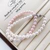 Collar de Moda Transfronterizo con Perlas de Cristal Rosa Degradado para Mujer, Gargantilla de Tendencia Mismo Estilo con Broche de Lingote