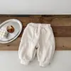 2025 Bebé Otoño e Invierno Pantalones estilo coreano con forro polar para niños y niñas, Pantalones jogger casuales cálidos y versátiles engrosados, Estilo moderno