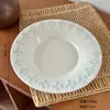 Cerámica de Color Crema Estilo Curativo Flor de Cerezo Vajilla de Cerámica Plato de Cerámica Repujado para Uso Doméstico, Plato Individual para Desayuno Postre, Plato para Aperitivos