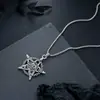 Colar Pingente de Caveira Estrela de Cinco Pontas Europeu e Americano Transfronteiriço Pingente para Roupas Estilo Gótico Masculino Corrente de Suéter Pingente Venda por Atacado