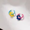 Brincos de Argola Pequenos Florais Coloridos de Primavera, Frescos e Simples Versáteis para Mulheres, Brincos da Moda Coloridos