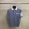 Venda Direta da Fábrica Tb Novo Estilo de Verão Cachorro nas Costas Malha de Quatro Listras Gola Polo Casual de Manga Curta para Homens e Mulheres