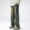 Jeans rectos de lavado desgastado retro americano de moda para hombre 2026, pantalones largos holgados y versátiles