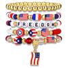 Pulseira de estilo de férias transfronteiriça europeia e americana, contas de arroz, pulseira elástica com contas, joias femininas, bandeira do amor, acessórios Yiwu