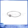 Pulseira Pandora 925 Cobre Branco Banhado a Prata Cabeça Quadrada Cheia de Diamantes Coração Rosa Corrente Osso de Cobra Pulseira DIY Básica