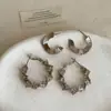 Pendientes Metálicos de Textura Geométrica Retorcida para Mujer, Diseño de Nicho, Únicos, Exquisitos, Modernos y Tendencia