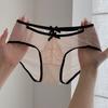 Ropa interior sexy con lazo para mujer, de malla, con encaje suave y velo, fina, estilo Pure Desire, de cintura baja.