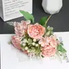 Mille-feuille de Frutas Vermelhas Peônia Flor Artificial Flores de Casamento Acabamento de Luxo Buquê de Flores Artificiais Arranjo Floral Fabricante de Arranjos Florais Atacado