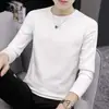 2022 nueva camiseta de manga larga para hombre camiseta base color sólido otoño forro polar grueso cálido top interior cuello redondo corte ajustado